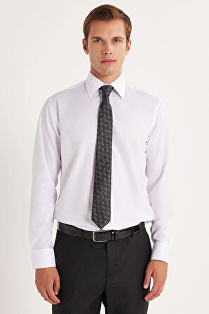 Erkek Regular Fit Beyaz Non-Iron %100 Pamuk Doğa Dostu Ekoteks Belgeli Ütü Gerektirmez Beyaz Gömlek