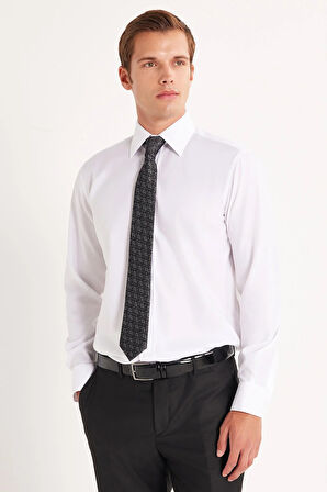 Erkek Regular Fit Beyaz Non-Iron %100 Pamuk Doğa Dostu Ekoteks Belgeli Ütü Gerektirmez Beyaz Gömlek