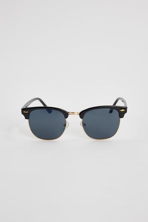 Unisex Siyah Oval Çerçeveli Gold Detaylı Uv 400 Korumalı Güneş Gözlüğü