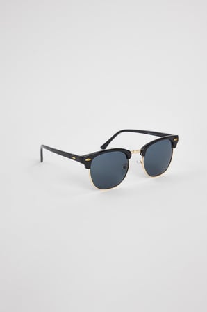 Unisex Siyah Oval Çerçeveli Gold Detaylı Uv 400 Korumalı Güneş Gözlüğü