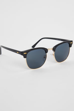Unisex Siyah Oval Çerçeveli Gold Detaylı Uv 400 Korumalı Güneş Gözlüğü