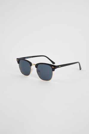 Unisex Siyah Oval Çerçeveli Gold Detaylı Uv 400 Korumalı Güneş Gözlüğü