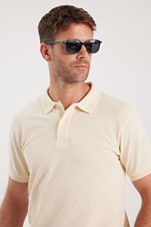 Erkek Slim Fit Dar Kesim Pamuklu Yumuşak Dokulu Serin Tutan Kumaş Düz Pike Polo Yaka Tişört