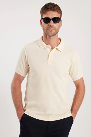 Erkek Slim Fit Dar Kesim Pamuklu Yumuşak Dokulu Serin Tutan Kumaş Düz Pike Polo Yaka Tişört