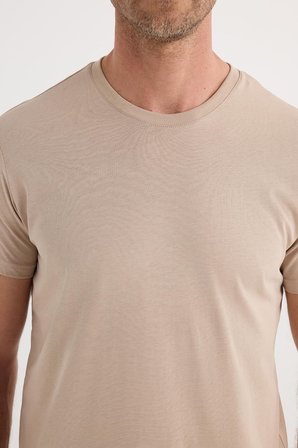 Unisex Slim Fit Dar Kesim %100 Pamuk Yumuşak Dokulu Taş Bisiklet Yaka Tişört