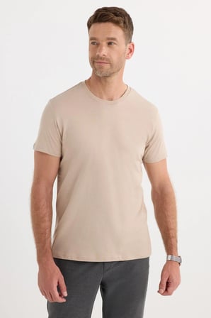 Unisex Slim Fit Dar Kesim %100 Pamuk Yumuşak Dokulu Taş Bisiklet Yaka Tişört