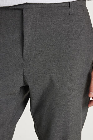 Erkek Slim Fit Dar Kesim Esnek Yan Cepli Bilek Boy Canvas Kesim Koyu Gri Pantolon
