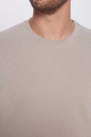 Unisex Relax Fit Rahat Kesim Pamuklu 3 İplik İçi Polarlı Basic Gri Bisiklet Yaka Sweatshirt