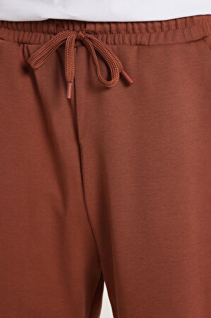 Erkek Relax Fit Rahat Kesim Yandan Cepli Kahverengi Bermuda Şort