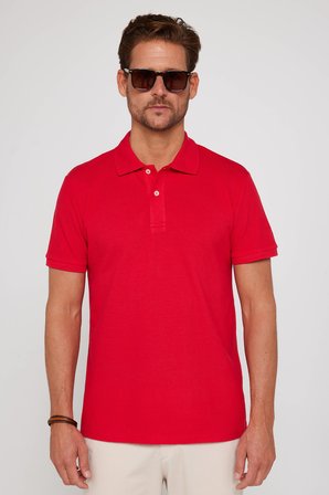 Erkek Slim Fit %100 Pamuk Yumuşak Doku 5'li Lacivert-Beyaz-Kırmızı-Taş-Mavi Düz Polo Yaka Tişört