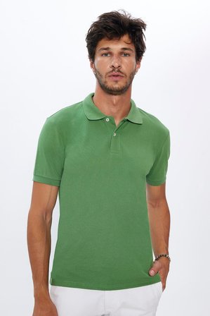 Erkek 5'li Paket Haki-Yeşil-Lacivert-Mavi-Siyah Slim Fit Dar Kesim Pamuklu Düz Polo Yaka Tişört
