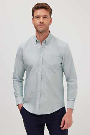 Erkek Regular Fit Klasik Kesim Premium Oxford %100 Pamuk Mint Gömlek