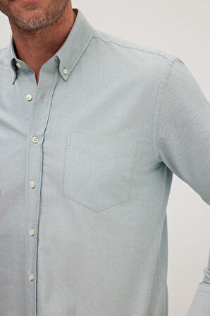 Erkek Regular Fit Klasik Kesim Premium Oxford %100 Pamuk Mint Gömlek