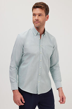Erkek Regular Fit Klasik Kesim Premium Oxford %100 Pamuk Mint Gömlek