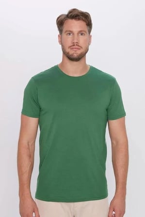 Unisex 5'li Paket Siyah-Beyaz-Füme-Vizon-Yeşil Slim Fit Dar Kesim %100 Pamuk Bisiklet Yaka Tişört