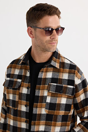 Relax Fit Rahat Kesim Çift Cep Kapaklı Kışlık Oduncu Kareli Erkek Gömlek