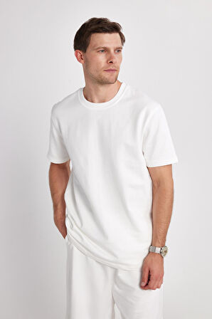 Relax Fit Rahat Kesim %100 Pamuk Özel Tasarım Erkek Ekru Şortlu Eşofman Takım