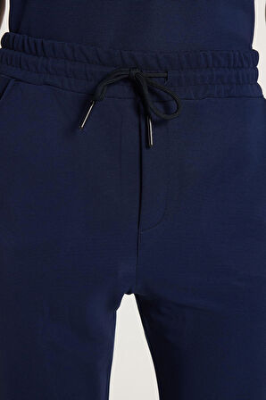 Erkek Standart Fit Normal Kesim Polo Yaka Pamuklu Düz Paça Lacivert Eşofman Takımı