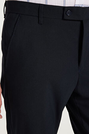 Erkek Slim Fit Dar Kesim Chino Yandan Cepli Pamuklu Lacivert Pantolon