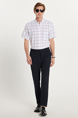 Erkek Slim Fit Dar Kesim Chino Yandan Cepli Pamuklu Lacivert Pantolon