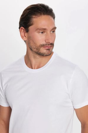 Unisex 5'li Paket Beyaz-Kırmızı-Gri-Yeşil-Siyah Slim Fit Dar Kesim %100 Pamuk Bisiklet Yaka Tişört