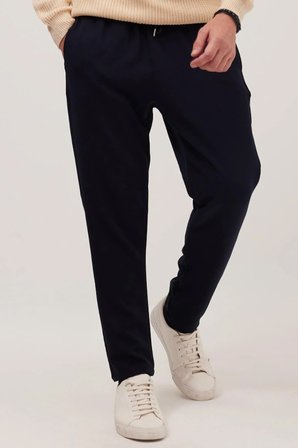 Erkek Regular Fit Beli Lastikli Bağcıklı Jogger Lacivert Pantolon Rahat Kesim Yan Cepli