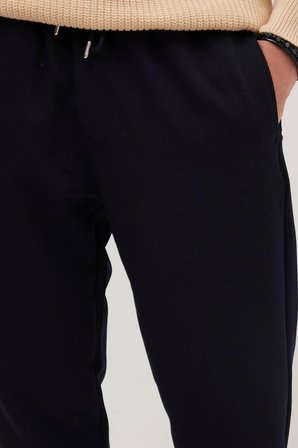 Erkek Regular Fit Beli Lastikli Bağcıklı Jogger Lacivert Pantolon Rahat Kesim Yan Cepli