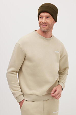 Erkek Relax Fit Pamuklu 3 İplik Yumuşak Dokulu İçi Polarlı Bisiklet Yaka Taş Eşofman Takımı