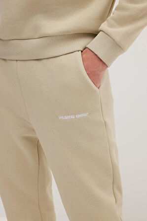 Erkek Relax Fit Pamuklu 3 İplik Yumuşak Dokulu İçi Polarlı Bisiklet Yaka Taş Eşofman Takımı