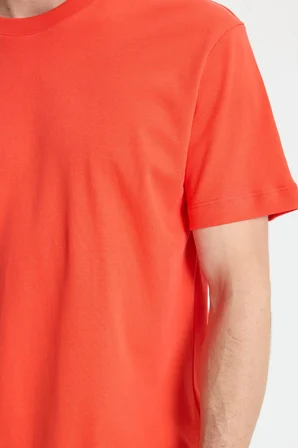 Unisex Relax Fit Rahat Kesim %100 Pamuk Yumuşak Dokulu Hafif Kalın Nar Bisiklet Yaka Tişört