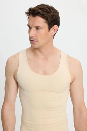 Erkek Süper Slim Fit Extra Dar Kesim Lastikli Ten Rengi Atlet Korse