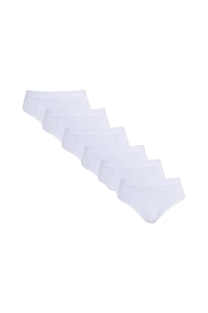 Erkek 6'lı Paket Pamuklu Likralı Slip Beyaz Penye Külot