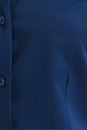 Kadın Slim Fit Dar Kesim Pensli Vucüda Oturan Klasik Yaka Uzun Kollu Likralı Lacivert Gömlek