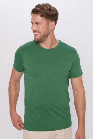 Unisex 5'li Paket Siyah-Beyaz-Bordo-Z.Yeşili-Gri Slim Fit Dar Kesim %100 Pamuk Bisiklet Yaka Tişört