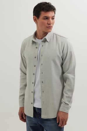 Erkek Slim Fit Dar Kesim Uzun Kollu Düz Kışlık Oduncu Gri Gömlek