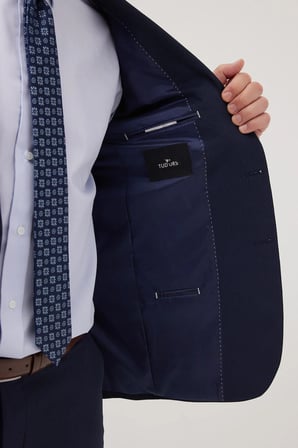Erkek Slim Fit Mono Yaka Likralı Esnek Kumaş Lacivert Takım Elbise