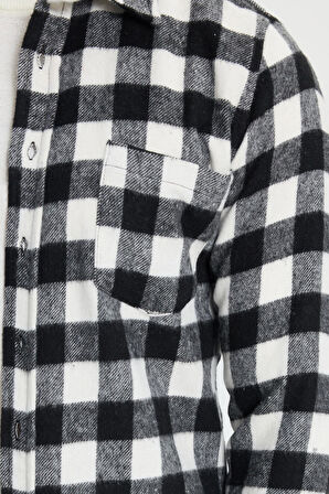 Erkek Slim Fit Dar Kesim Uzun Kollu Cepli Kareli Dama Desenli Kışlık Oduncu Gömlek