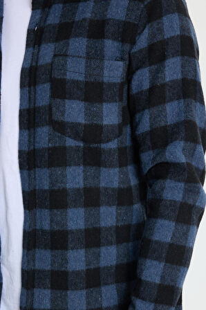 Erkek Slim Fit Dar Kesim Uzun Kollu Cepli Kareli Dama Desenli Kışlık Oduncu Gömlek