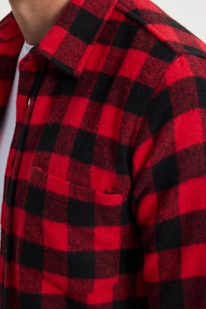 Erkek Slim Fit Dar Kesim Uzun Kollu Cepli Kareli Dama Desenli Kışlık Oduncu Gömlek