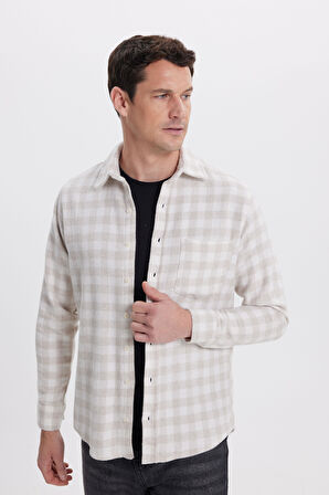 Erkek Regular Fit Klasik Kesim Büyük Kareli Tep Cepli Oduncu Gömlek