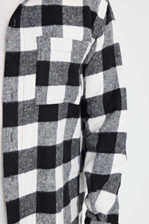 Erkek Relax Fit Rahat Kesim Uzun Kollu Cepli Dama Desen Kareli Apaş Yaka Kışlık Oduncu Gömlek