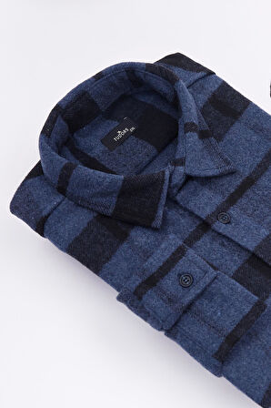 Erkek Big Size Büyük Beden Uzun Kollu Cepli Kareli Kışlık Oduncu Gömlek