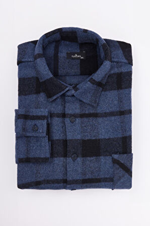 Erkek Big Size Büyük Beden Uzun Kollu Cepli Kareli Kışlık Oduncu Gömlek