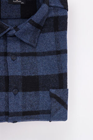 Erkek Big Size Büyük Beden Uzun Kollu Cepli Kareli Kışlık Oduncu Gömlek