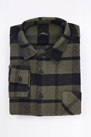 Erkek Big Size Büyük Beden Uzun Kollu Cepli Kareli Kışlık Oduncu Gömlek