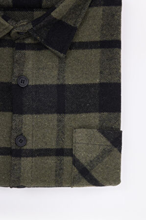 Erkek Big Size Büyük Beden Uzun Kollu Cepli Kareli Kışlık Oduncu Gömlek