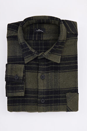 Erkek Big Size Büyük Beden Uzun Kollu Cepli Kareli Kışlık Oduncu Gömlek