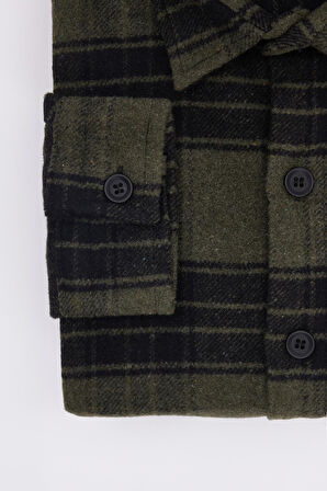 Erkek Big Size Büyük Beden Uzun Kollu Cepli Kareli Kışlık Oduncu Gömlek