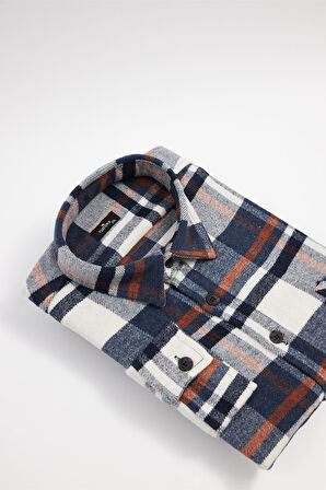 Erkek Big Size Büyük Beden Uzun Kollu Cepli Kareli Kışlık Oduncu Gömlek