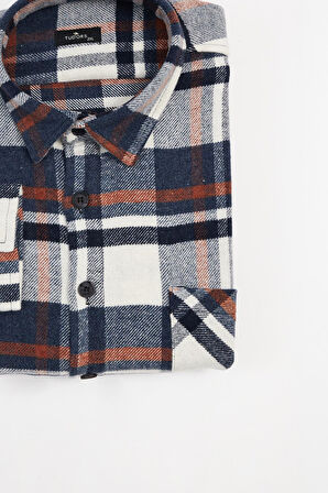 Erkek Big Size Büyük Beden Uzun Kollu Cepli Kareli Kışlık Oduncu Gömlek